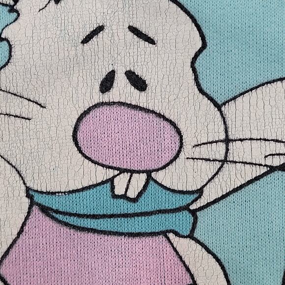 Vintage 80s Bunny Skiing Sweatshirt Womens XL 22x22 Boxy USA - Picture 15 of 15